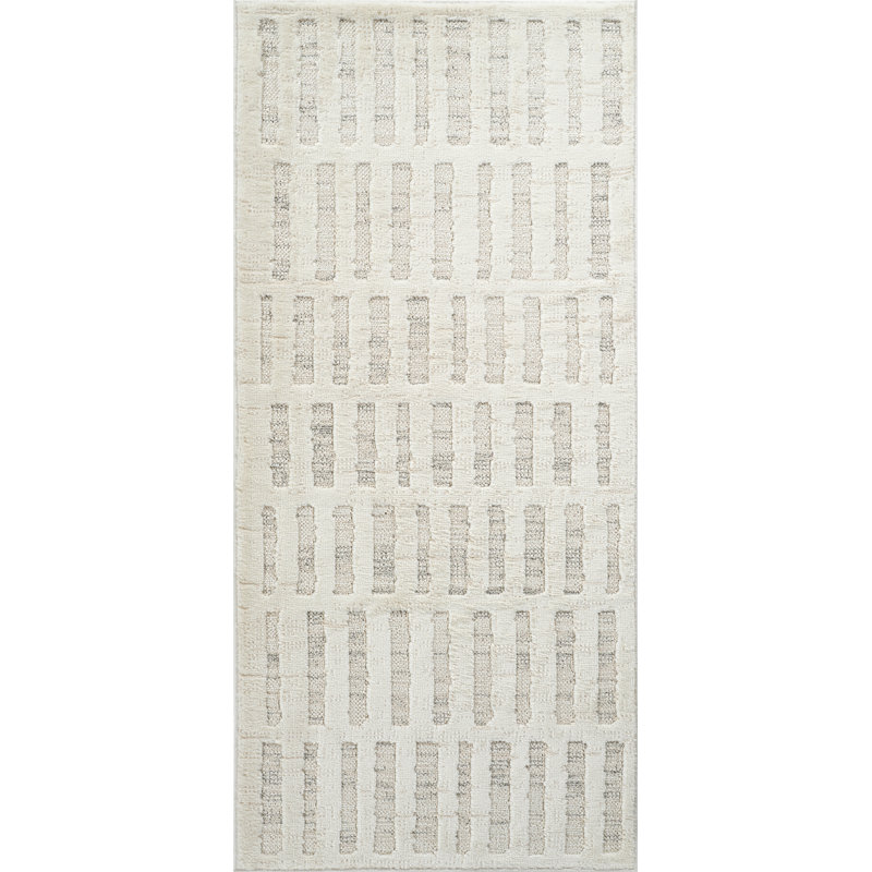 Tapis intérieur moderne, beige crème., Tapis de couloir 2 pi 3 po x 5 pi 1 po