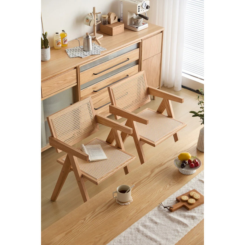 Chaise avec accoudoirs en bois massif Briggette, Noir