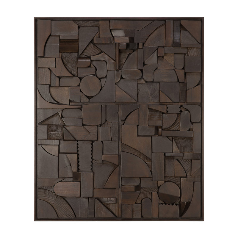 Handmade Solid Wood Wall Decor, Dark Brown, 36" H x 47" W x 2" D