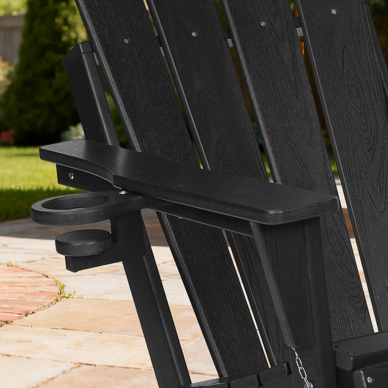 Chaises Adirondack pliantes Hdpe avec porte-gobelet (ensemble de 2), Noir