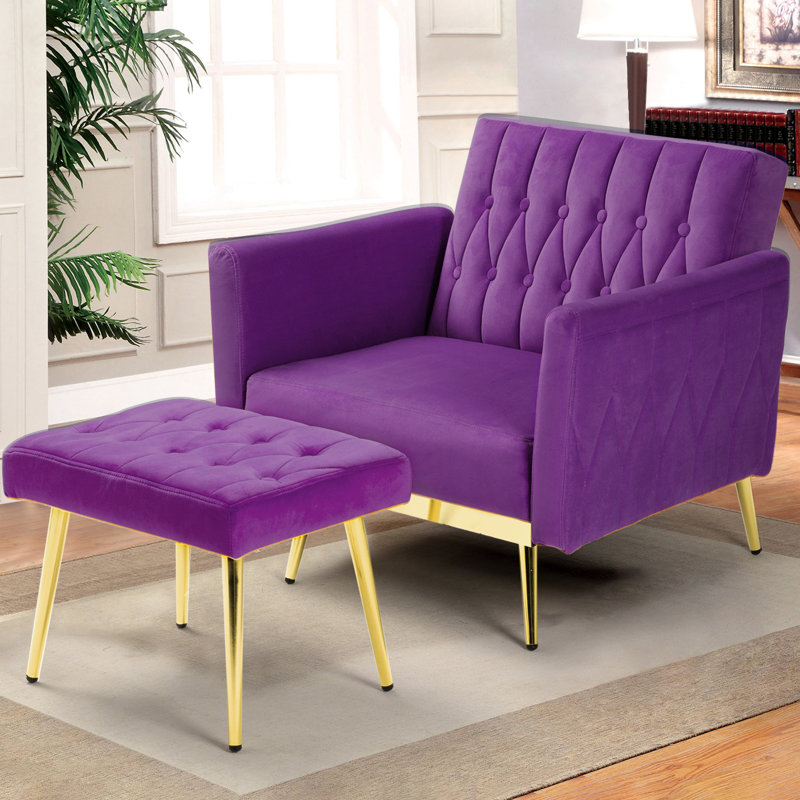 Fauteuil d'appoint Siemon, Velours mauve