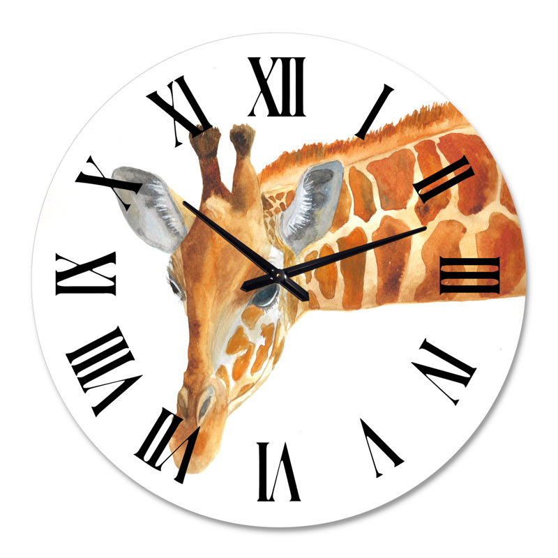 Portrait d'une girafe - horloge murale campagnarde, Grand