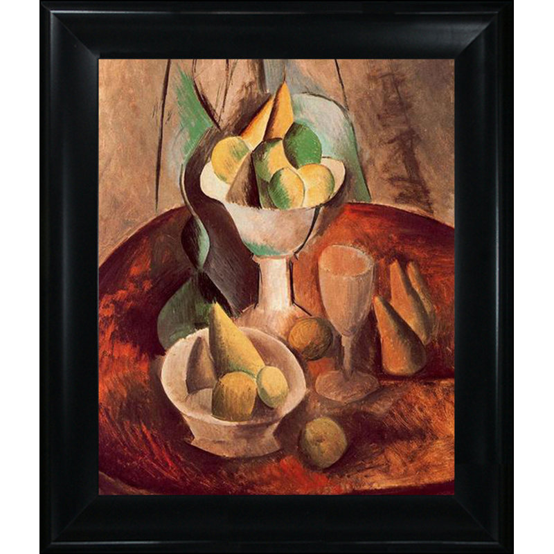 «Fruit in a Vase» par Pablo Picasso - peinture sur toile à cadre flottant, H 31 po x l 27 po, Noir mat noir