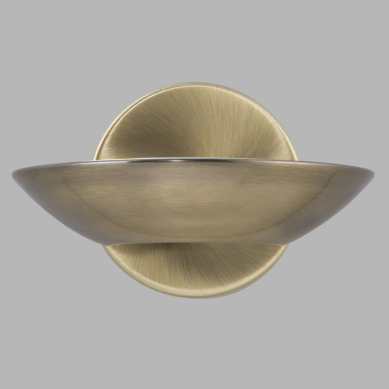 Eta Mild Steel LED Flush Mounted Sconce, Antique Brass