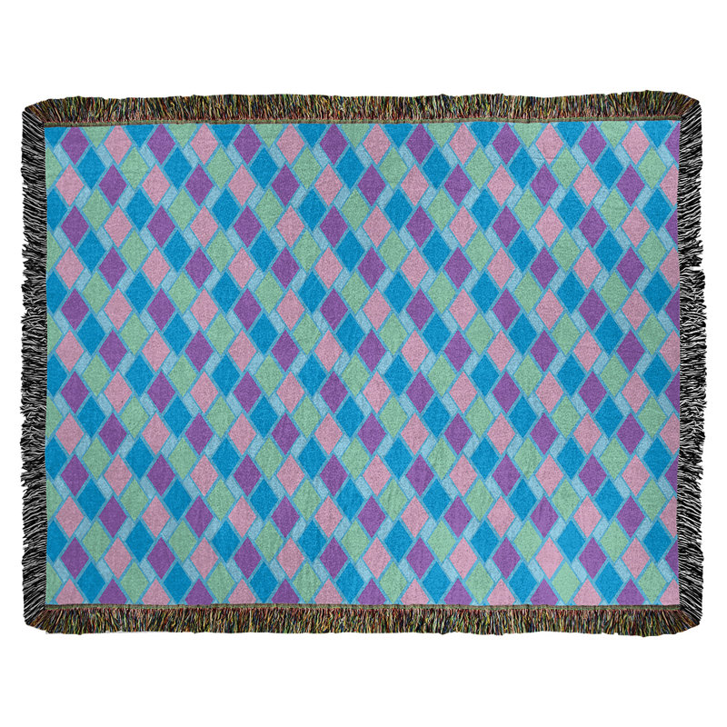 Couverture en coton Katelyn Elizabeth, l 50 po x L 60 po, Bleu / Mauve