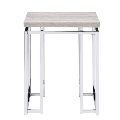 Table de bout rectangulaire spacieuse en chêne naturel et carré avec support de traîneau en métal