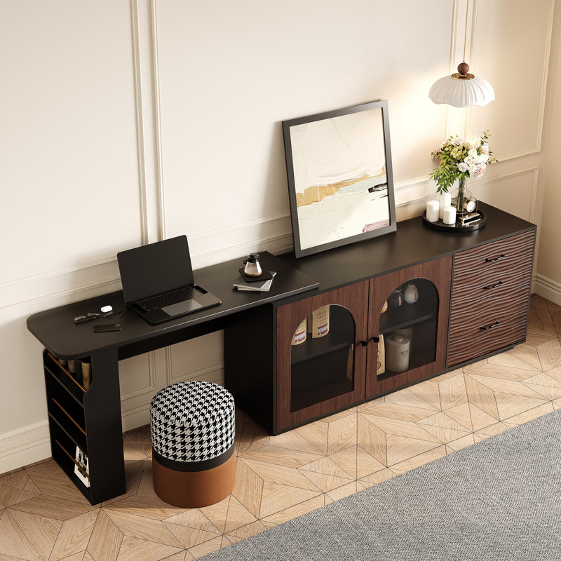 black dresser desk combo Timechee Makeup Desk Rotating Dresser and Desk 6 Drawer Dresser Vanity Makeup White