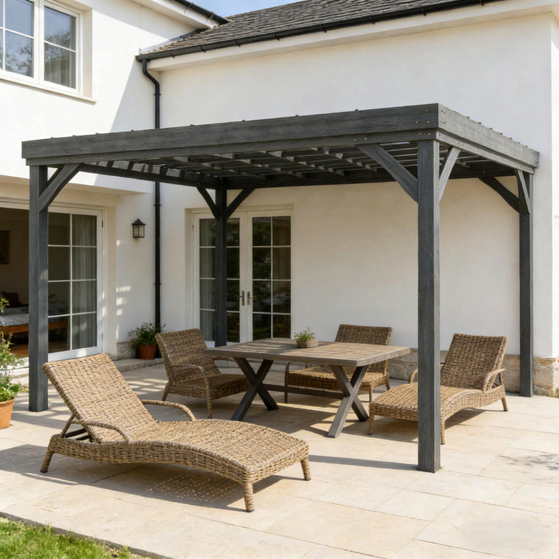 Patio Grape Vine Gazebo,Outdoor Wooden Pergola, Gray