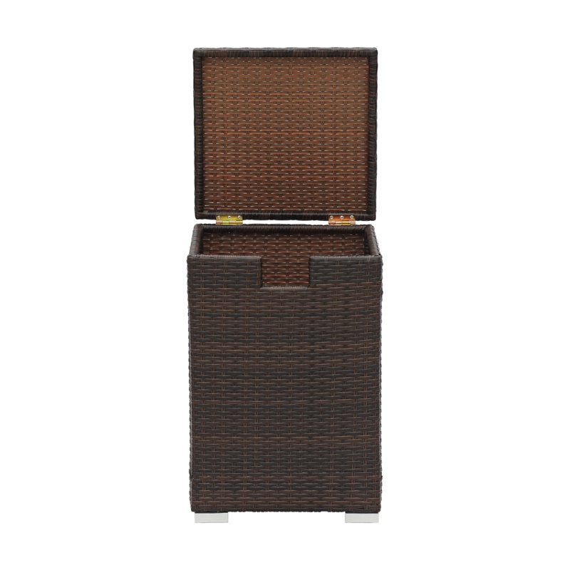 Dark Brown Wicker Propane Tank Cover Table