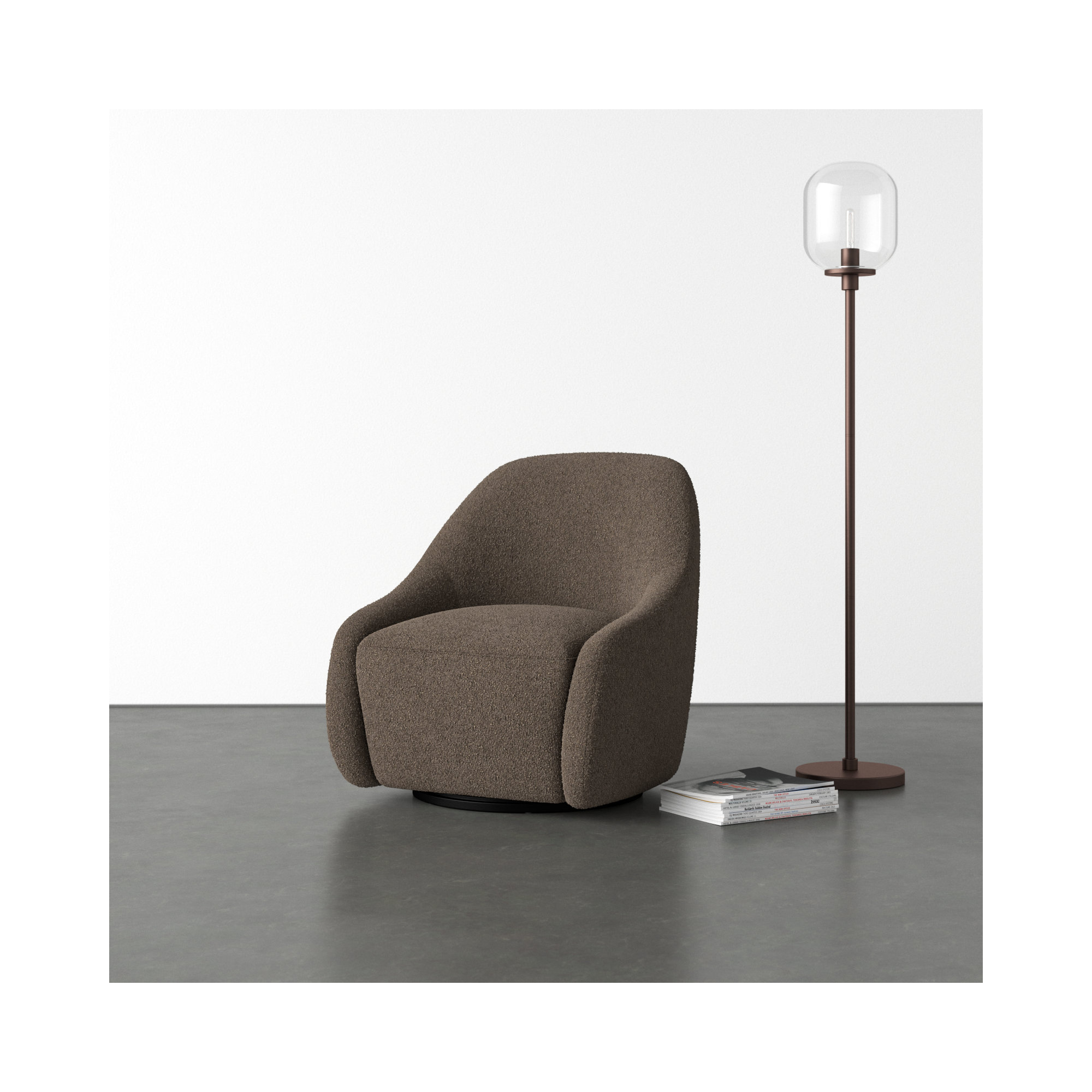 Fiera Upholstered Swivel Barrel Chair, Brown
