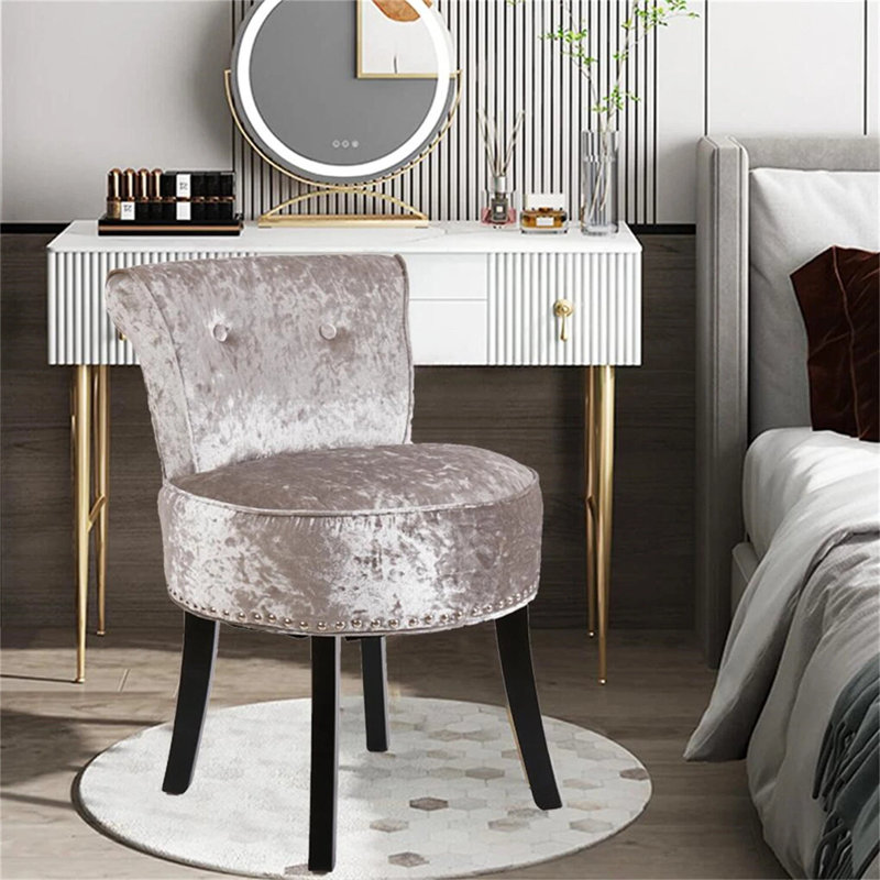 Tabouret de maquillage pour salle de séjour Dammian, Gris