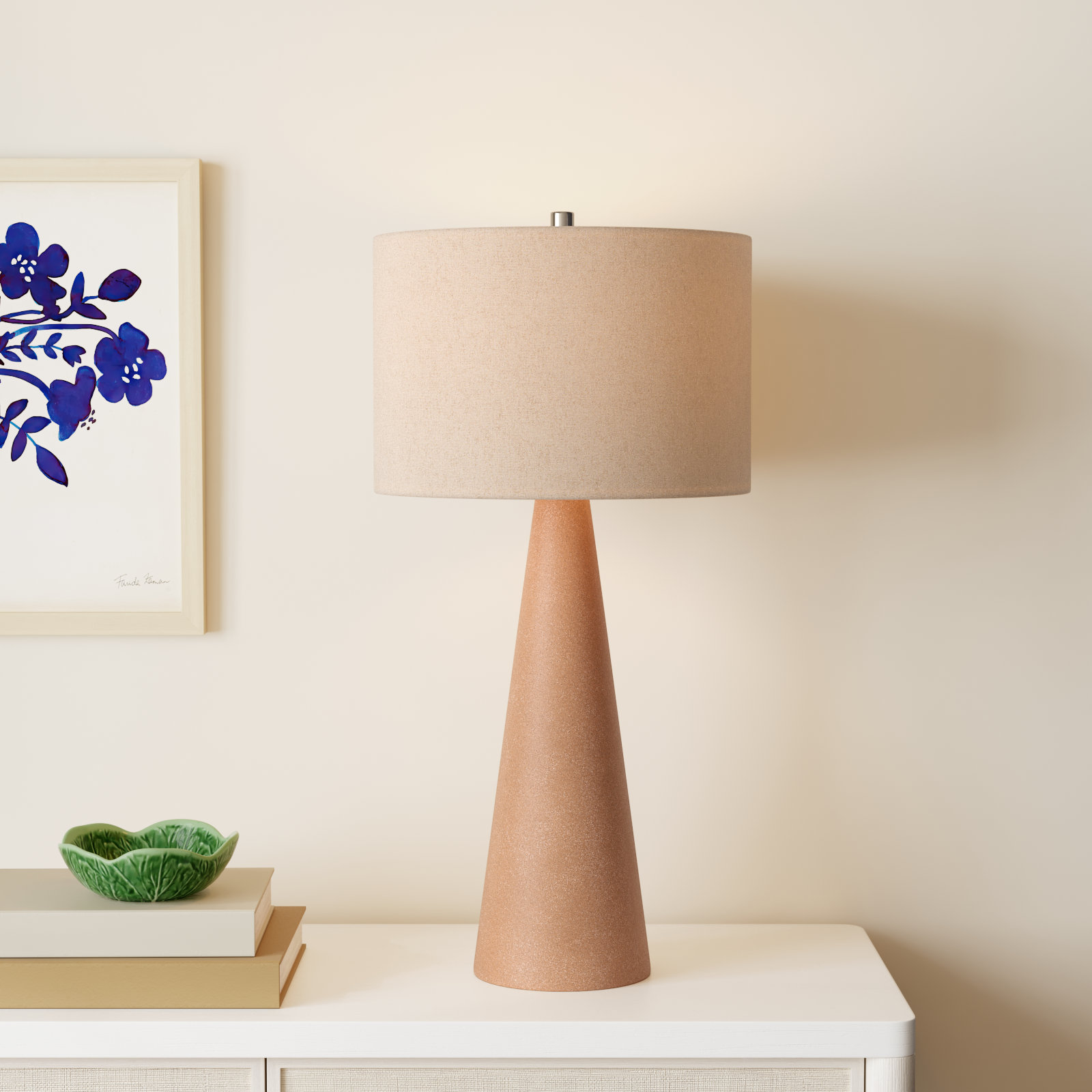 Kecia Concrete Table Lamp, Terracotta