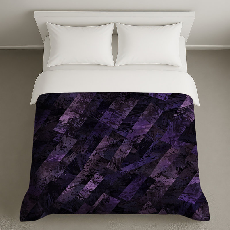 Housses de couette à motif géométrique mauve, Lit simple