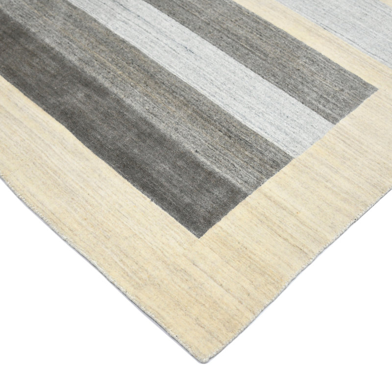 Ivory and Multi-Color Handmade Wool and Silk Area Rug
