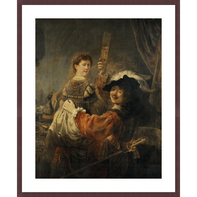 Rembrandt et saskia dans la parabole du fils prodigue par Rembrandt van Rijn - Estampe numérique encadrée