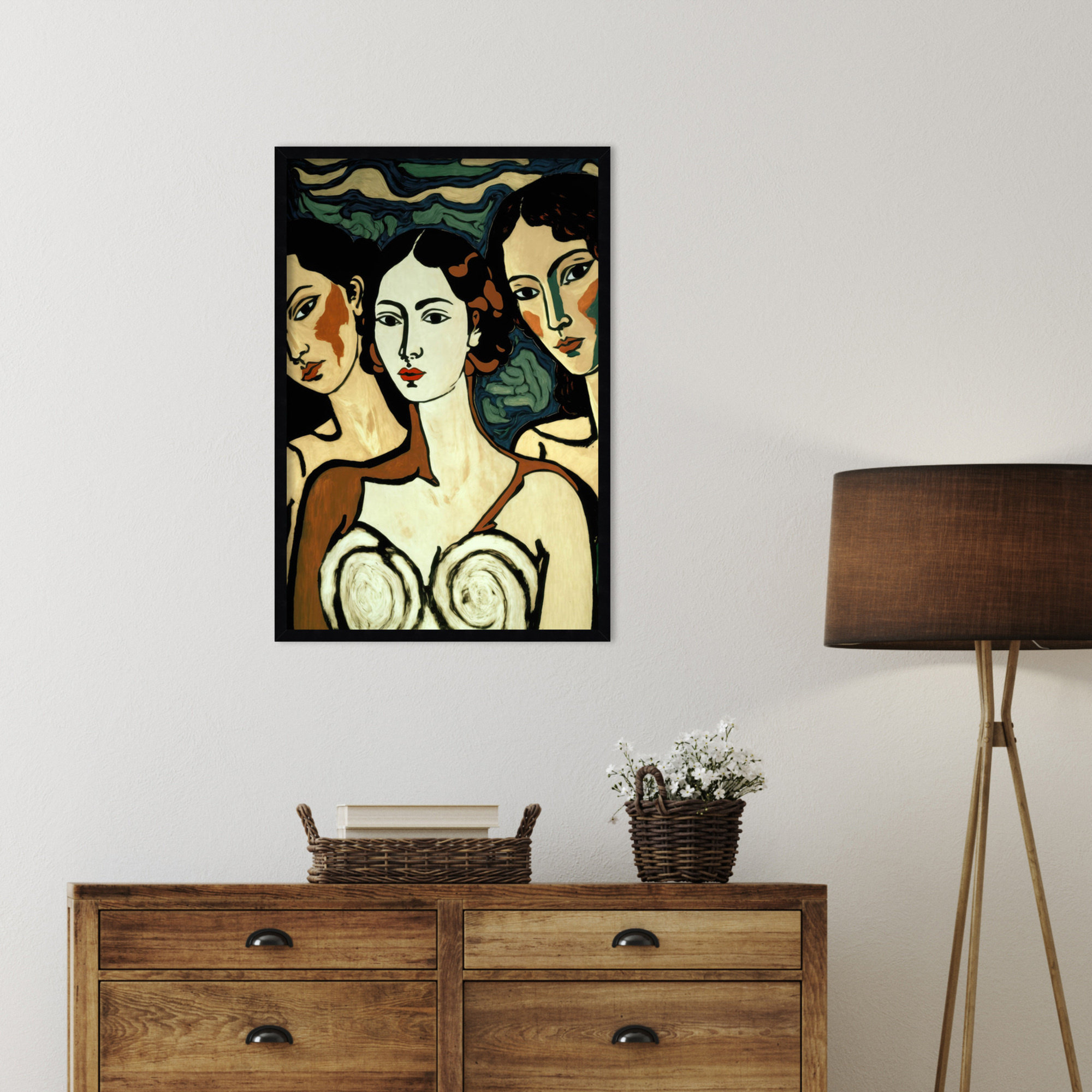 The Soul Sisters by Treechild  Wood Framed Wall Art Print, Black, 33" H x 23" W