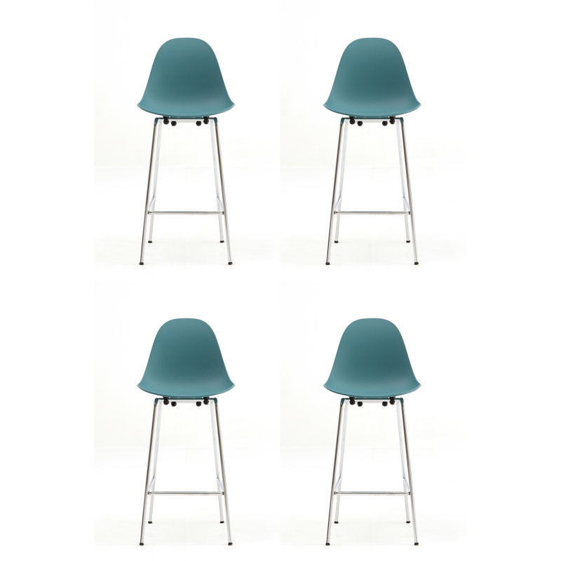 TA Bar & Counter Stool, Ocean Blue, Chrome, Counter Stool (25.6" Seat Hight)
