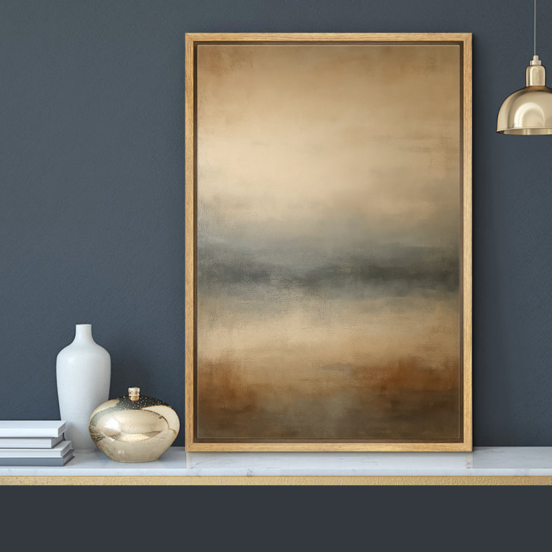 «Gold and Gray Abstract Gradient Art», reproduction d'art sur toile encadrée, H 36 po x l 24 po x P 1,5 po