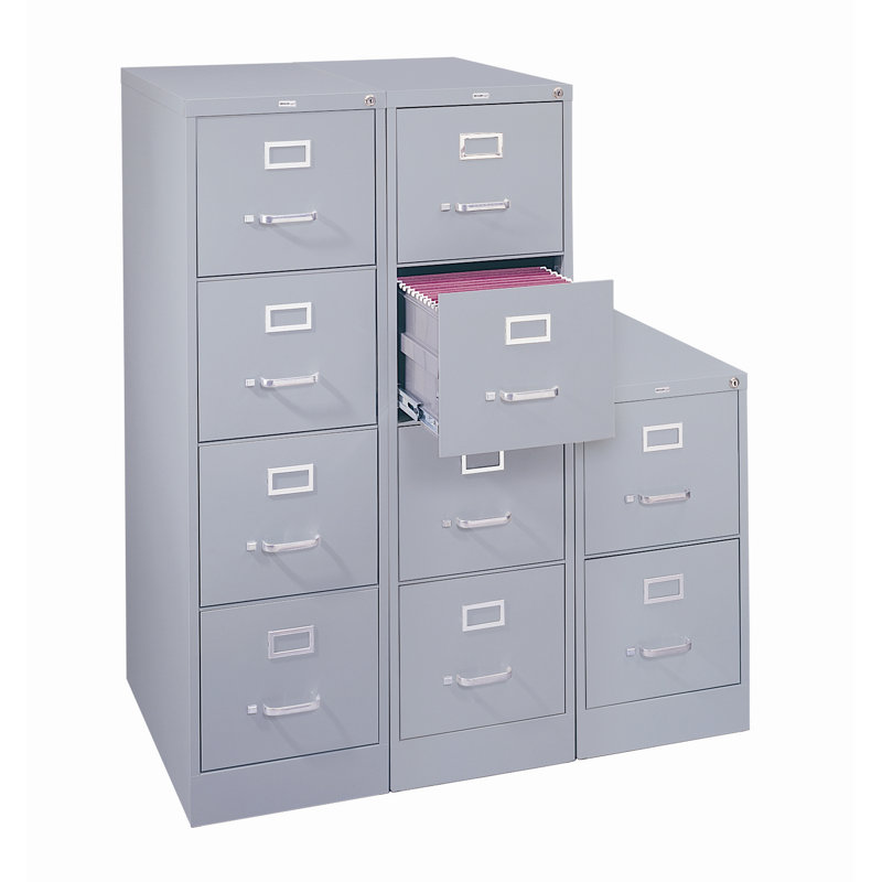 15 " Wide 4 Steel Vertical Filing Cabinet, Light Gray