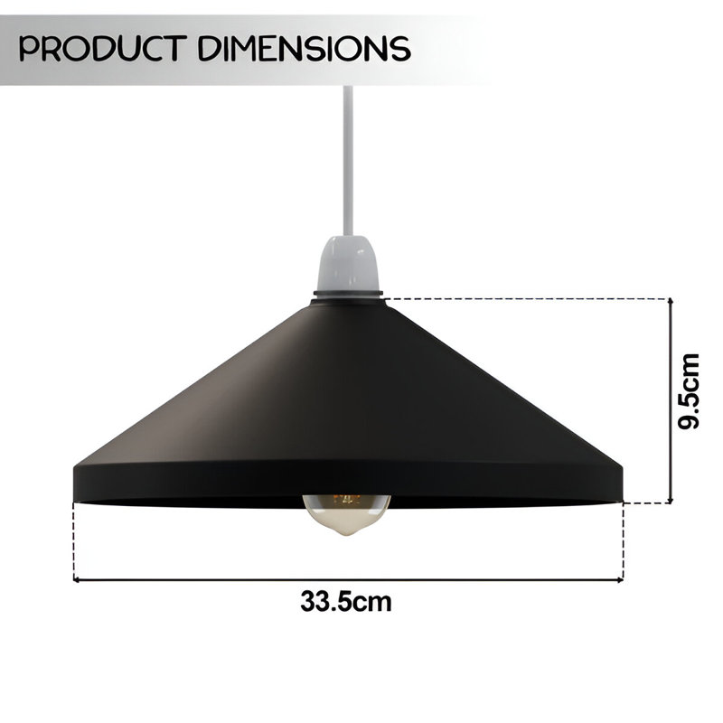 19cm H Metal Cone Lamp Shade ( Screw On ), Black