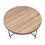Table basse ronde en bois avec structure en métal, chêne gris vieilli
