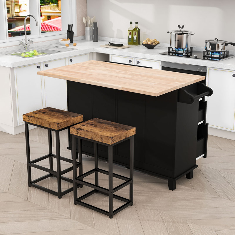 Rosauro Dining Table Set with Storage Cabinet, 4 Drawers and Towel Rack, Black