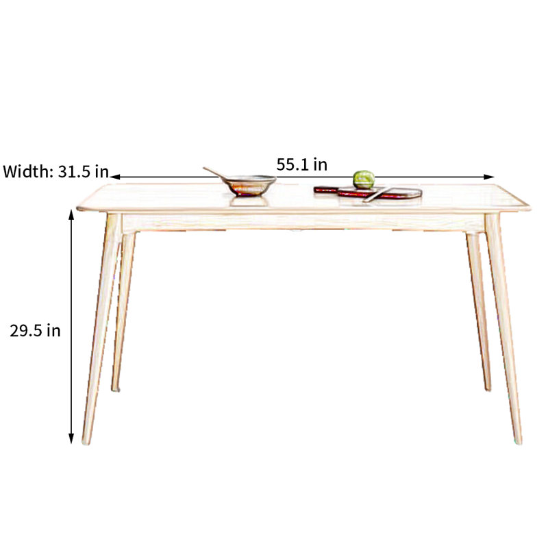 Martta Beech Home Dining Table, 29.5"H x 55.1"L x 31.5"W