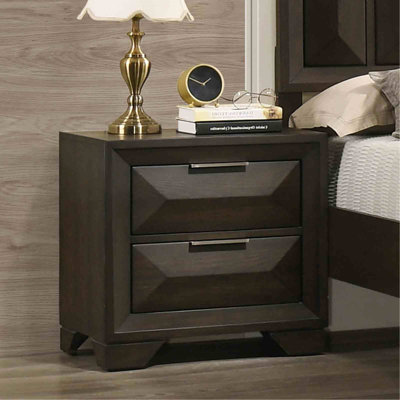 Table de chevet style transitionnel 1Pc avec poignées en métal et pieds en métal avec poignées en métal et tiroirs à queue d'aronde anglaise