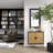 Ewalt Bronze Wood Relief Ripple Design 1 Shelf and 2 Door Cabinet with Crescent Moon Handles