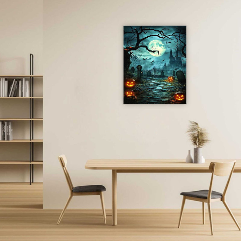 "Blue Eerie", reproduction d'art sur toile, art mural de qualité supérieure pour le salon, 32 x 24 po