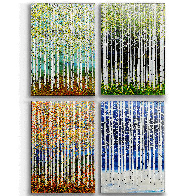 «Seasonal Impressions» par Nancy Seiler, ensemble d'art mural 4 pièces