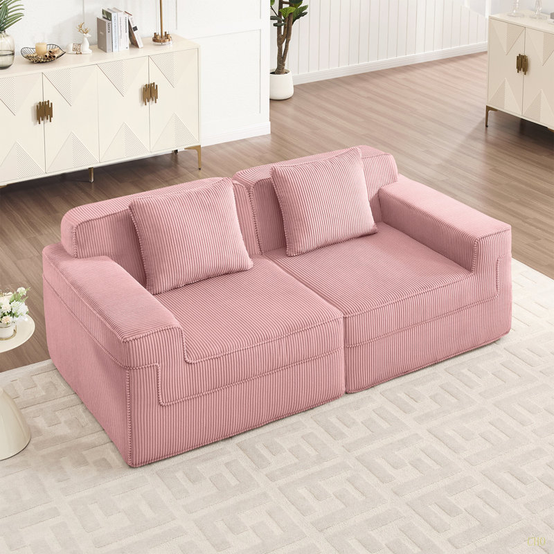 Canapé modulaire à 2 places sans siège, canapé modulaire Cloud avec assise profonde et canapé modulaire moderne à 2 places avec coussins décoratifs