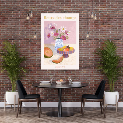 Fleur des champs - Reproduction d'art murale fleur rose contemporaine