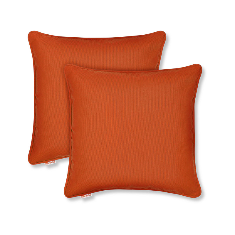 Sunbrella Corded-Edge Pillow Cover, Square 18", Polyester, Cayenne
