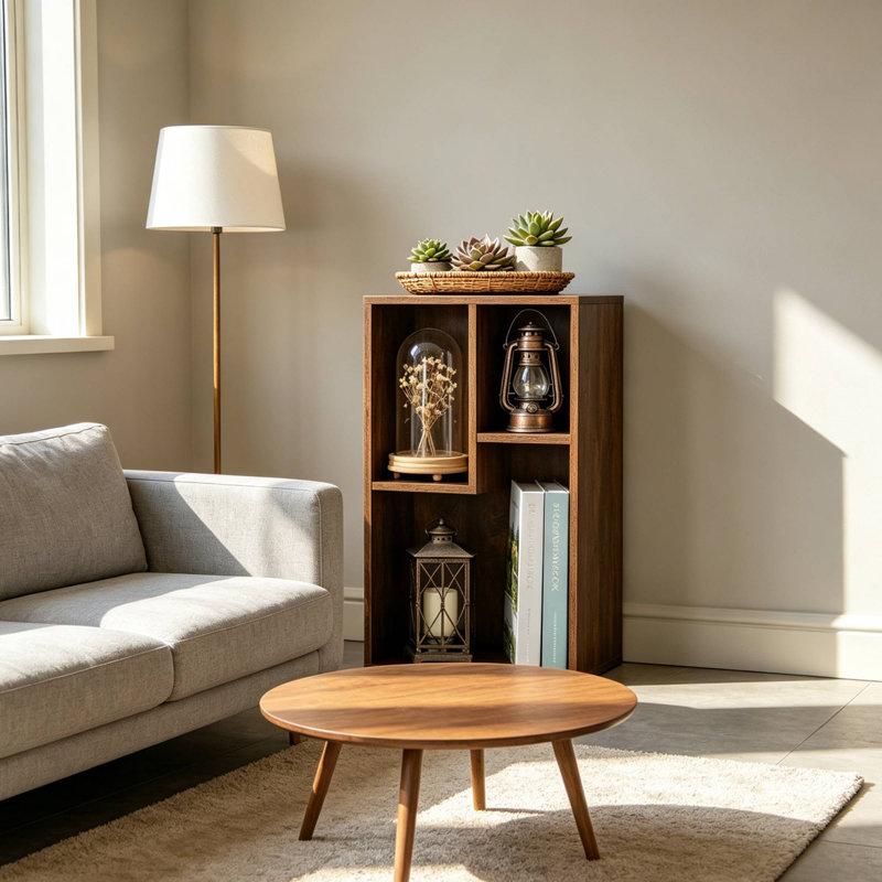 Altamonte 3-Cube Brown Bookcase, Small Storage Cabinet with 2-Tier Open Shelves, Modern Cube Organizer for Small Spaces