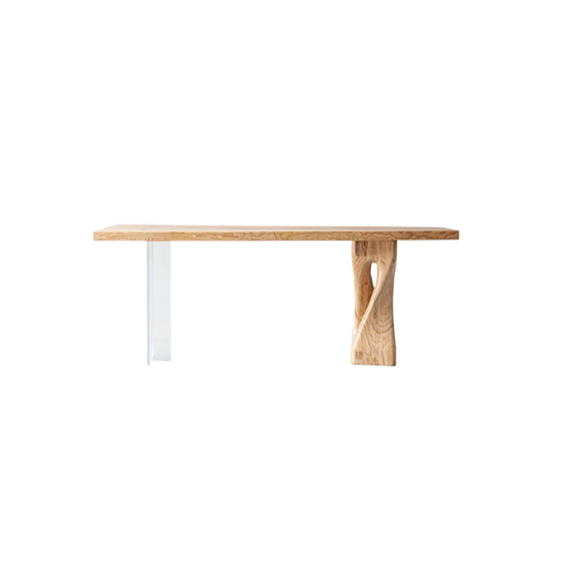Grande table de table en bois de frêne naturel durable, H 29,52 po x L 55,11 po x l 25,59 po