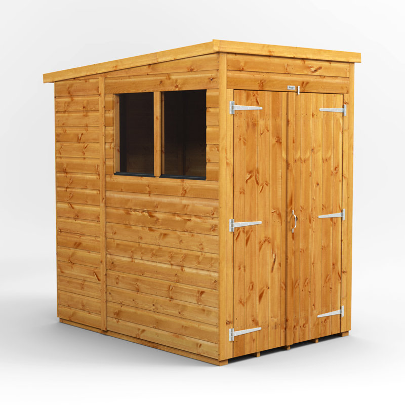 Powersheds Timber Tongue & Groove Pent Garden Shed, Double Doors