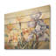 Beige et bleu, minimalisme, iris, fleurs de sérénité - iris, art mural sur bois de pin naturel-101402703