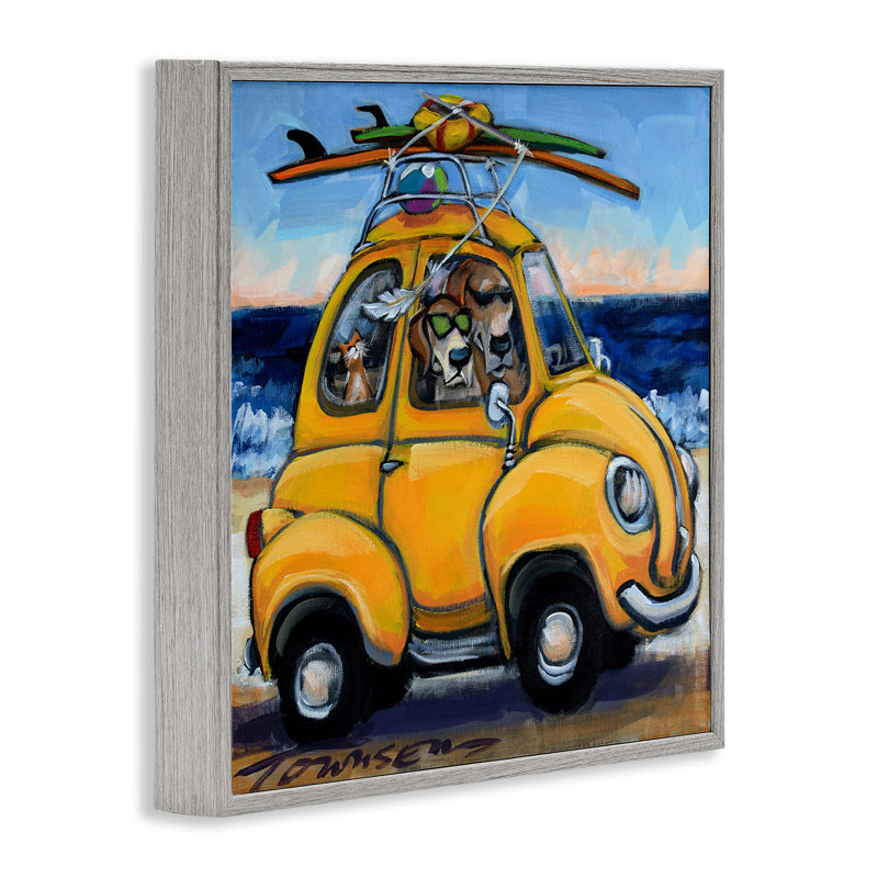 «Groovy Pet Beach», reproduction de giclée encadrée par CR Townsend, Estampe numérique Farmhouse