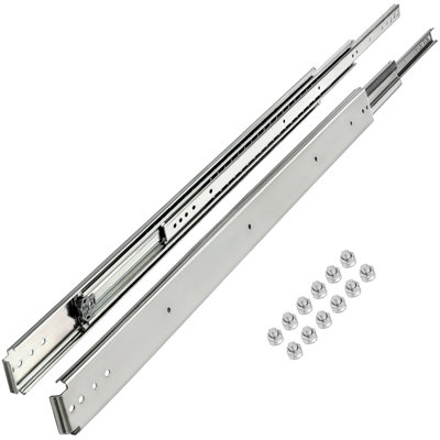 Glissières de tiroir VEVOR, 1 paire de glissières à fermeture douce, glissières de quincaillerie à roulement à roulement à billes, capacité de charge de 500 lb à 3 sections à extension complète