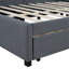 Lit de jour double en tissu de lin et 2 compartiments de rangement, gris. Structure de lit sans sommier tapissier pour un espace de sommeil confortable Revêtement gris. Robuste votre confort-965909923