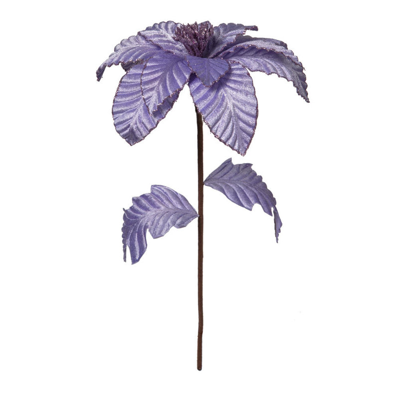 Tissu avec tige de poinsettia, Lavande