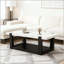 Table basse moderne et moderne avec plateau en faux marbre, parfaite pour rehausser votre salon avec style et fonctionnalité.-303065158