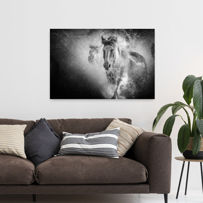 «Powerful Horse Splash», reproduction d'art murale cheval contemporain, H 32 po x l 48 po
