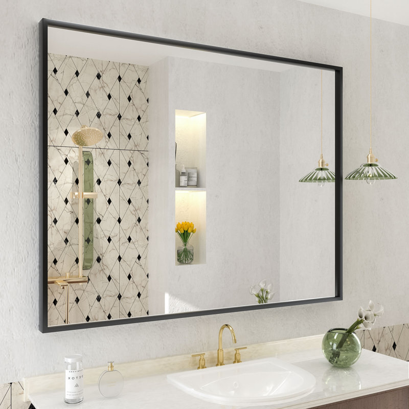 Miroir mural Amara, 40 po x 32 po, Matte Black