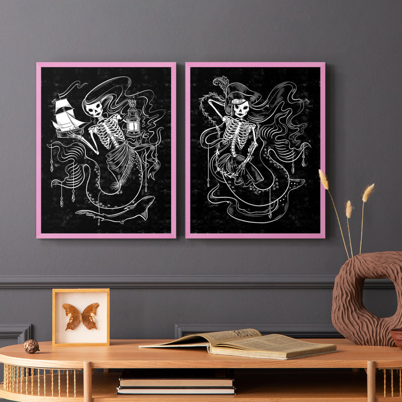 «Pirate Mermaids I», reproduction encadrée de qualité supérieure - prête à être accrochée - aucun clou requis - aucun clou requis