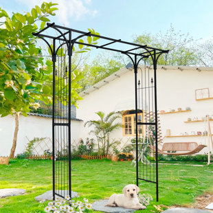 Metal Garden Arch With Black Powder Coated Climbing Plants Support Arch Outdoor Black Garden Arbors