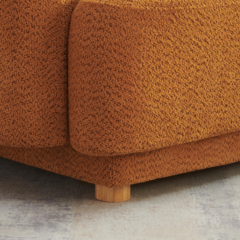 37Inch Upholstered Arm Chair With Wood Legs (Set Of 2), Orange