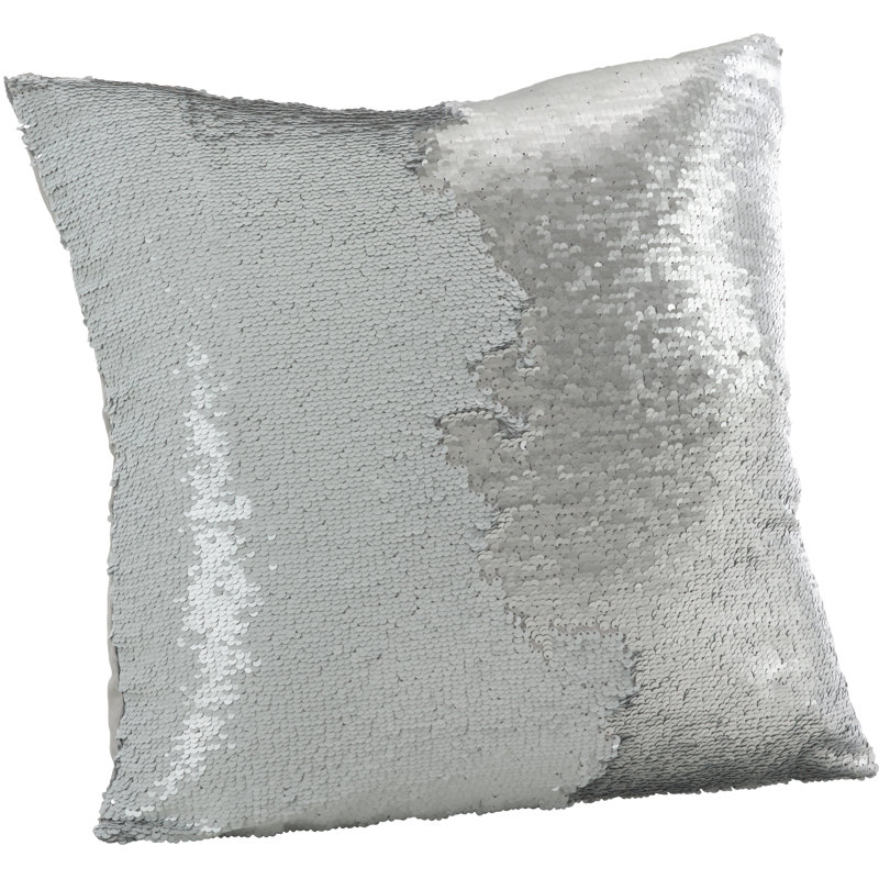 Sirun Sequin Mermaid Throw Pillow, Silver