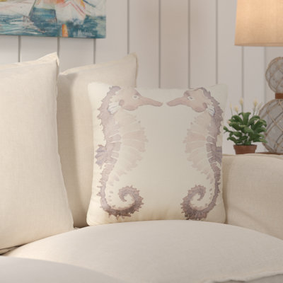 Seahorse Cotton Reversible Throw Pillow